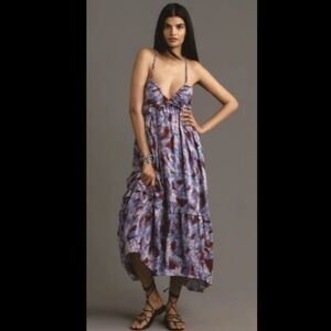 By Anthropologie Sleeveless V-Neck A-Line Midi Dress